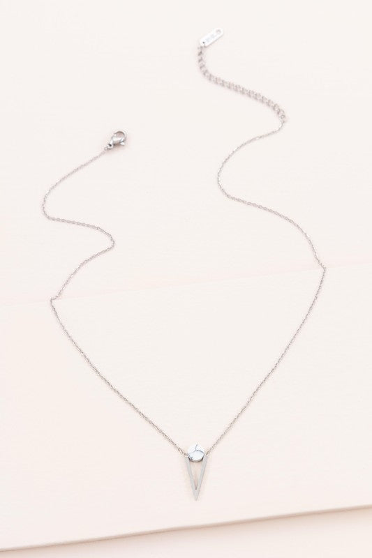 Tensly Point Stone Necklace Silver