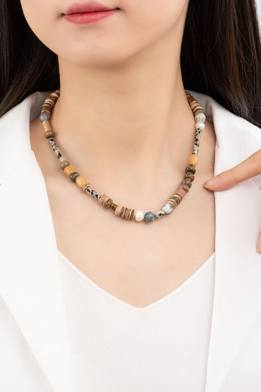 PREMIUM SEMI PRECIOUS BEAD AND WOOD NECKLACE