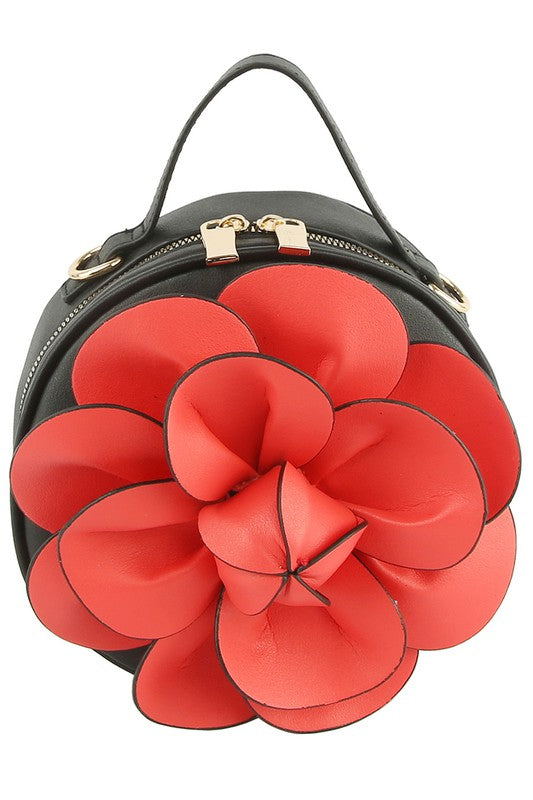 Fashion 3D Flower Round Crossbody Bag