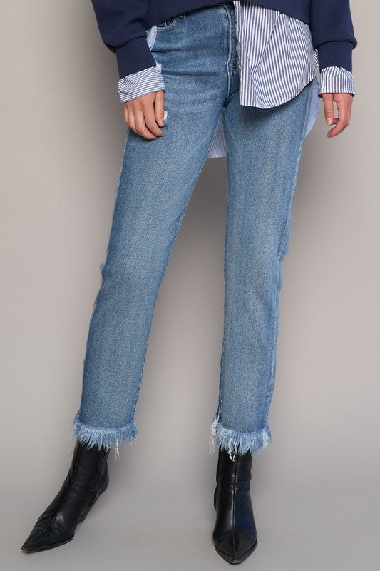 HIGH RISE CROPPED STRAIGHT JEANS