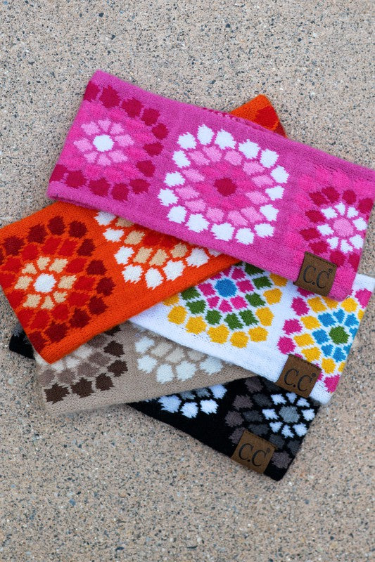 CC Multi-Color Flower Crochet Printed Head Wrap