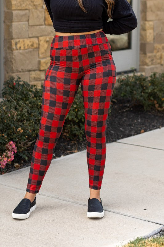 Red & Black Plaid Leggings