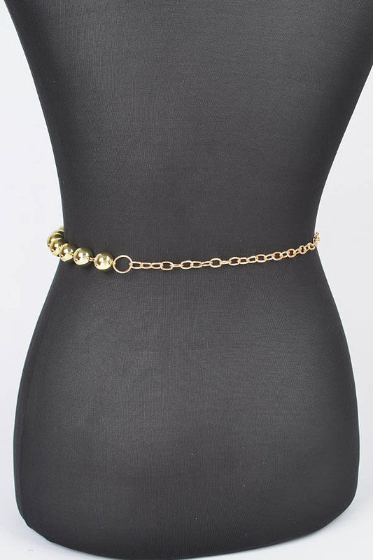 Layered Metallic CCB Beads Iconic Chain Belt