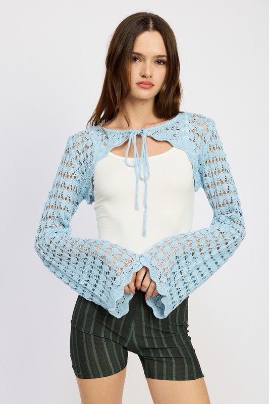 CROCHET BOLERO WITH DRAWSTRINGS