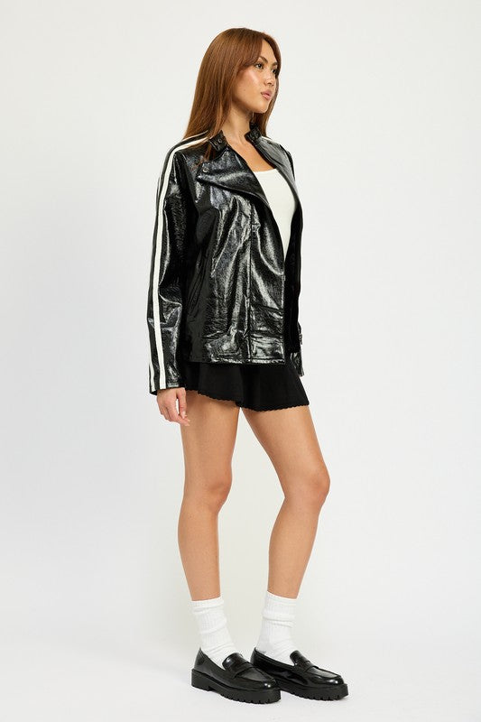 OVERSIZED MOTO PU JACKET