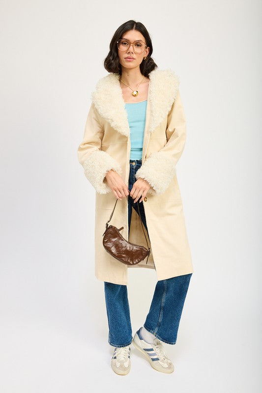 FAUX FUR MID TRENCH COAT