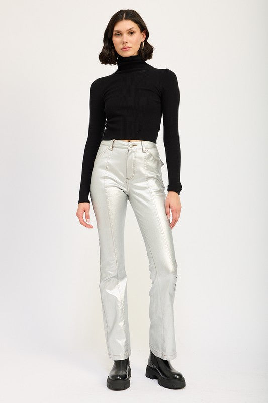 METALLIC FLARED PANTS