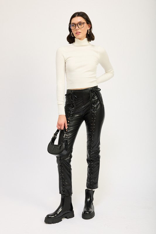 LACE UP LEATHER TROUSERS