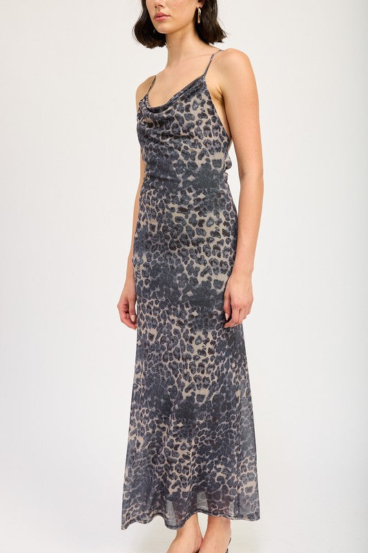 SLIGHT COWL MAXI DRESS WITH OPEN BACK