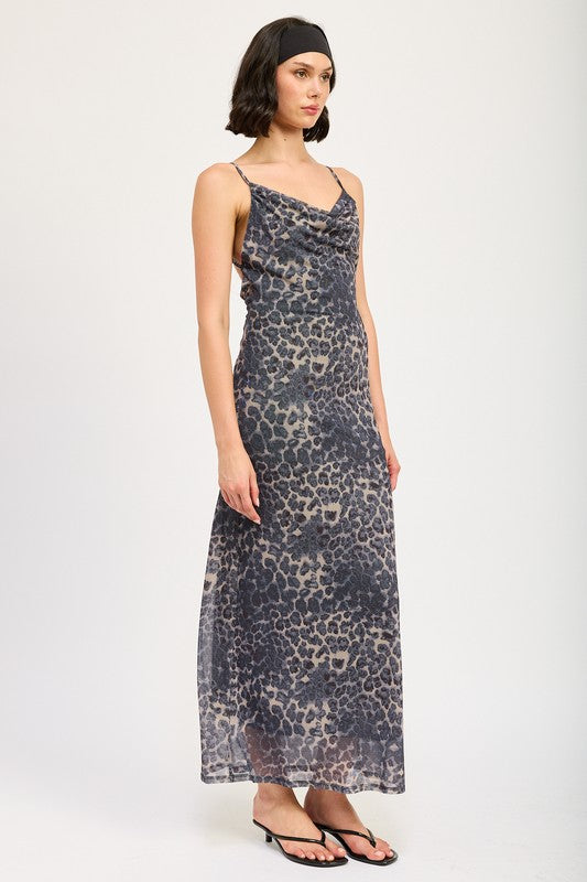 SLIGHT COWL MAXI DRESS WITH OPEN BACK