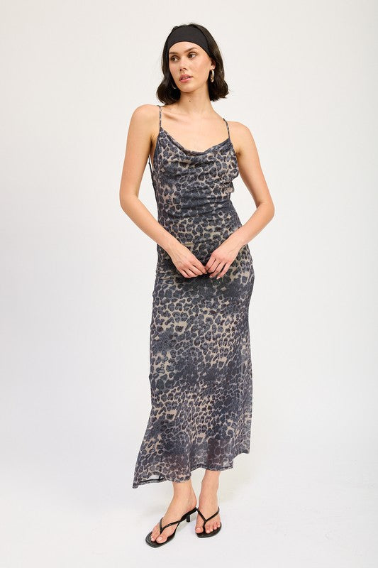 SLIGHT COWL MAXI DRESS WITH OPEN BACK