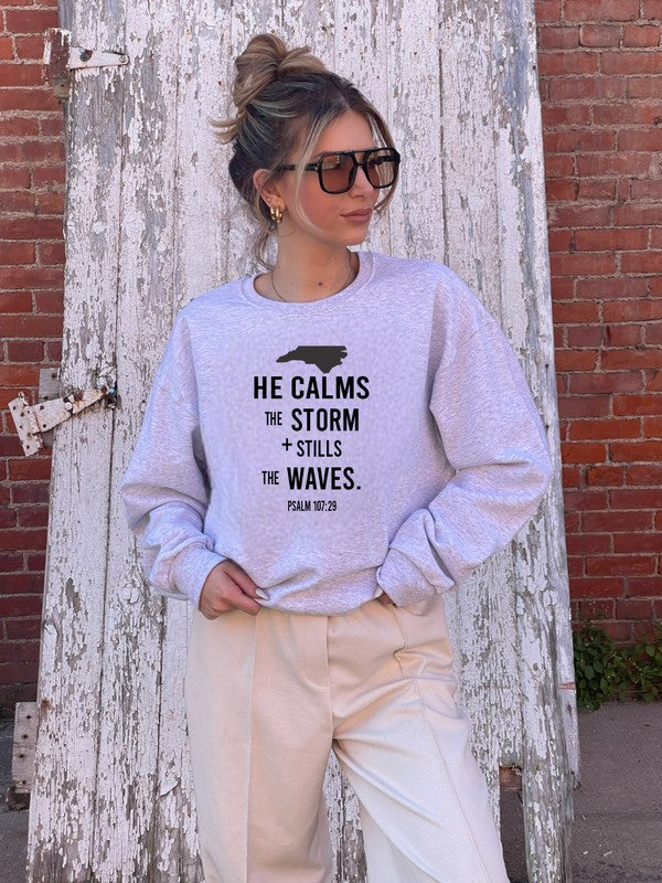 North Carolina He Calms Storm CrewNeck Sweatshirt