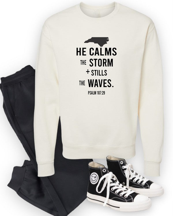 North Carolina He Calms Storm CrewNeck Sweatshirt