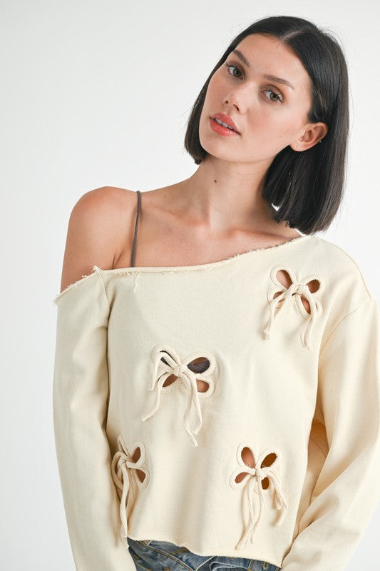 ONE SHOULDER FRENCH TERRY TOP WITH CUTOUT DETAIL