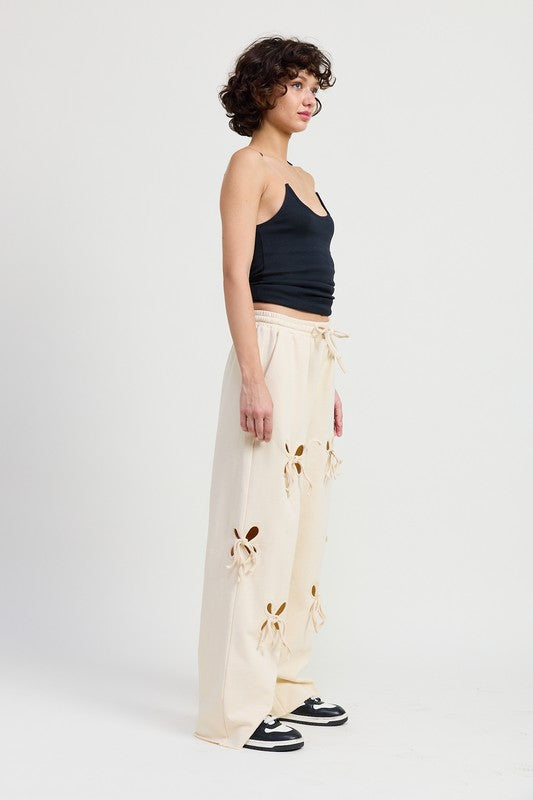 FRENCH TERRY PANTS WITH CUTOUT DETAIL