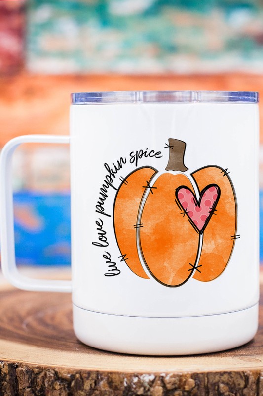 Live Love Pumpkin Spice Heart Coffee Travel Cup