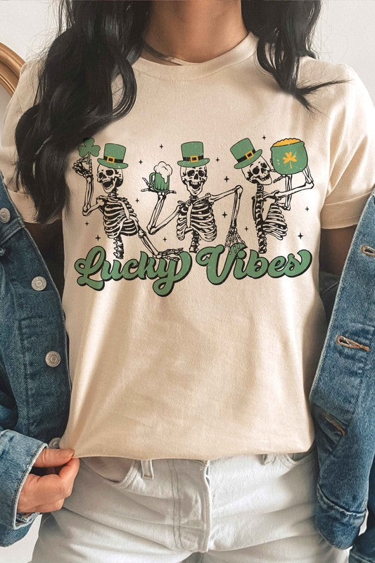 LUCKY VIBES SKELETONS Graphic T-Shirt