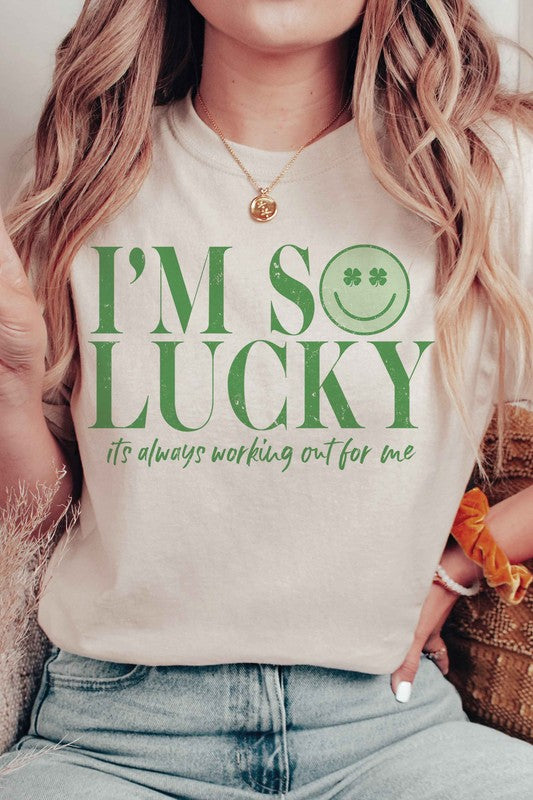 IM SO LUCKY HAPPY FACE Graphic T-Shirt