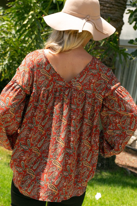 PAISLEY BABY DOLL TOP