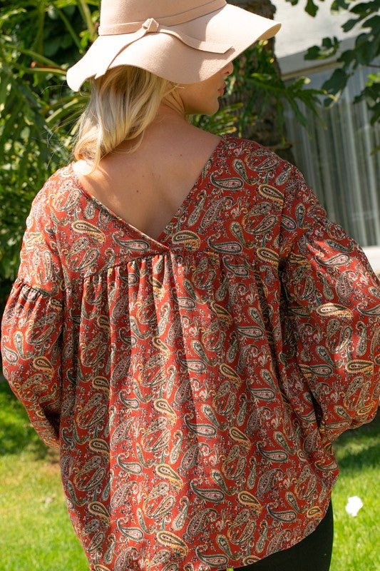 PAISLEY BABY DOLL TOP