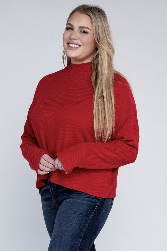 Plus Drop Shoulder Long Sleeve Top