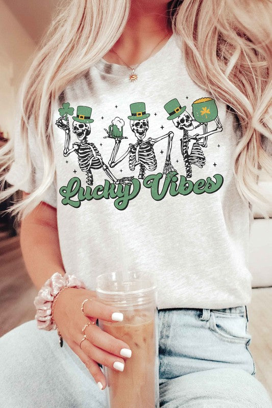 LUCKY VIBES SKELETONS Graphic T-Shirt