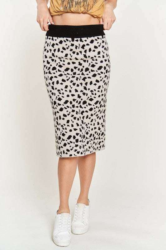 ANIMAL PRINT SWEATER SKIRTS KRS5026-2P