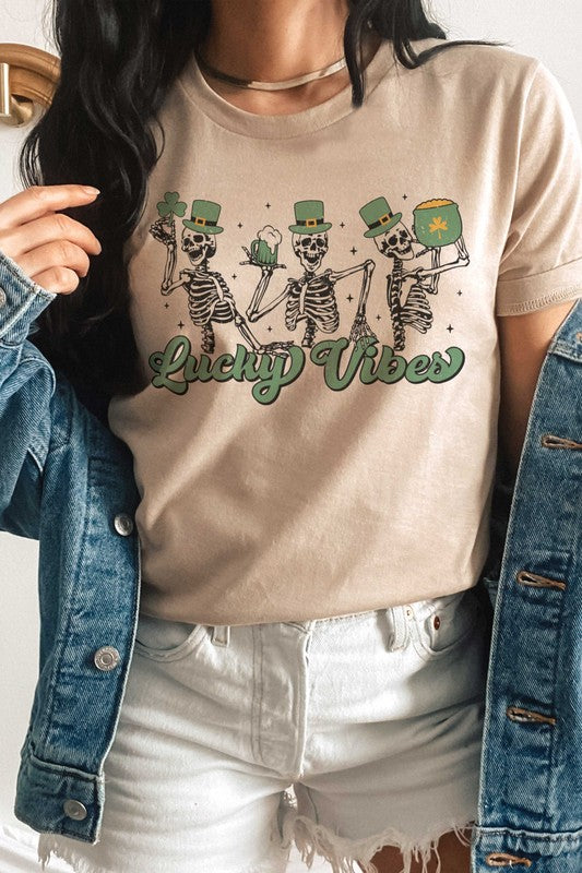 LUCKY VIBES SKELETONS Graphic T-Shirt