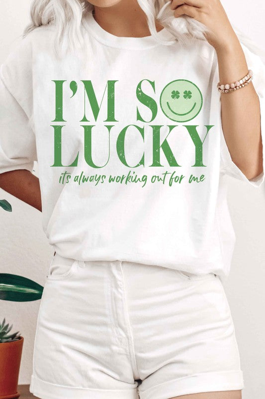 IM SO LUCKY HAPPY FACE Graphic T-Shirt