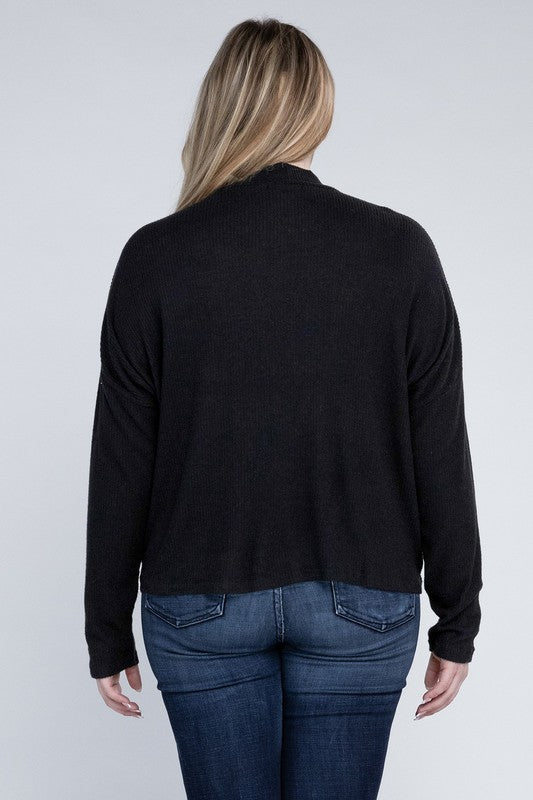 Plus Drop Shoulder Long Sleeve Top