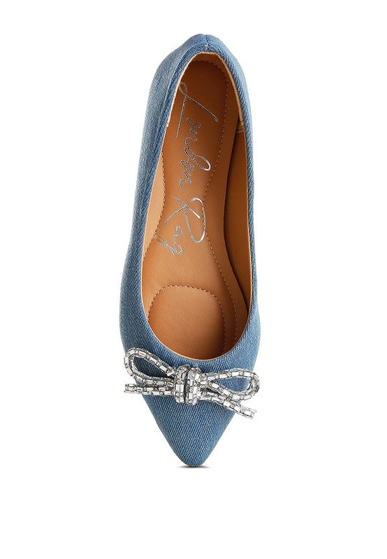 Ellerby Embellished Bow Detail Ballet Flats