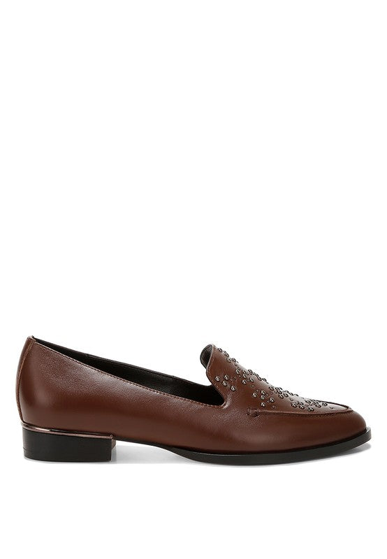 Gabassi Studded Genuine Leather Loafers